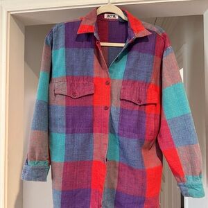 ACT II Women's Multicolor Plaid Button Down Shirt